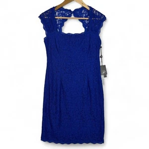 BNWT - Adrianna Papell Formal Pencil Dress Size 10 Royal Blue Lace Event Party - Picture 1 of 13