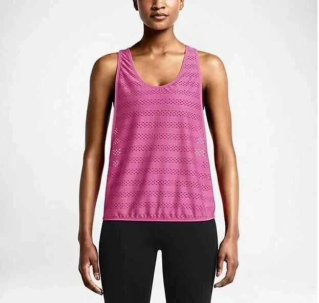 Nike 648573 Women's Tank Top 2-in-1 Sports Bra Training Tennis Gym Sz L Pink