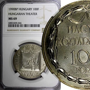 HUNGARY 1990 BP 100 Forint Hungarian Theater NGC MS69 TOP GRADED KM# 701 (46) - Picture 1 of 5