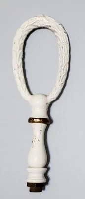 Vintage Brass Oval Finial Laurel Leaf Design 5" L Shabby Paint Rustic - Image 1 of 4