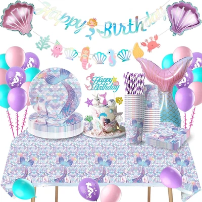 Meerjungfrau Geburtstag Deko, Meerjungfrau Partygeschirr Set, Geburtstag Party G - Bild 1 von 4