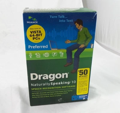 Boxed Nuance Dragon NaturallySpeaking 10 Preferred Speech Recognition Software - Image 1 of 2