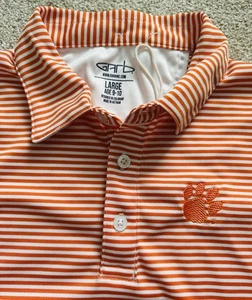 Clemson University Tigers Performance Polo Kinder L 9-10 orange weiß gestreift - Bild 1 von 4