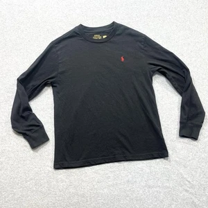 Boys Lg 14/16 Polo Ralph Lauren Black Long Sleeve T-Shirt Red Pony 100% Cotton - Picture 1 of 6