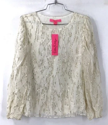 Blusa de seda Miriam Miriam Miriam Shaffon clip de pescado Lilly Pulitzer nueva con etiquetas - Talla S Foto 1 de 4