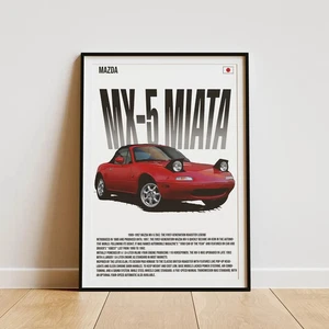 Mazda Mx5 Miata Poster, Mazda Poster, Vintage Car Poster, - Picture 1 of 5