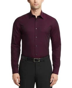 Calvin Klein Men Slim fit Dress Shirt Large 16.5 in 32-33 Red Solid - Picture 1 of 1