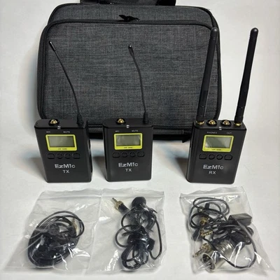 EZ Mic UHF Wireless Lavalier Microphone System (2 Transmitters & 1 Receivers +) - Image 1 of 4
