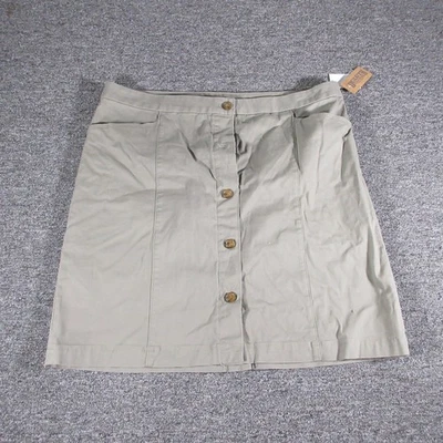 Duluth Trading Skirt Womens 18 Khaki Green Workday Warrior Chino Button Pockets - Image 1 of 4