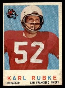 Karl Rubke 1959 Topps Rookie Card #112 San Francisco 49ers - Bild 1 von 2