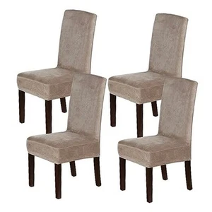 Dining Chair Covers Stretch for Dining Room Set of Parson Chair 4 Taupe - Picture 1 of 8