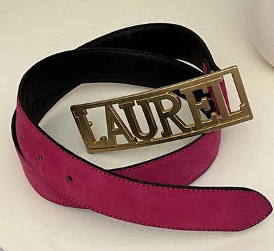 Laurèl MAGNIFIQUE CEINTURE T85 T42 CUIR DAIM FUCHSIA - Photo 1/4