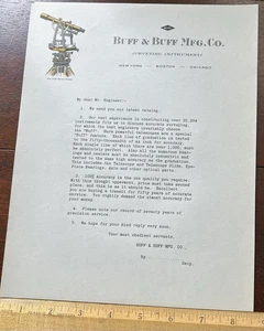 Vintage Letter Head Buff & Buff Mfg.Co. Surveying Istrument NY, Boston. Chicago - Picture 1 of 4