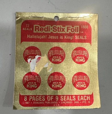 Vintage Redi-Stix Foil ‘Hallelujah! Jesus is King!’ Seals Stickers Set of 46 - Image 1 of 2