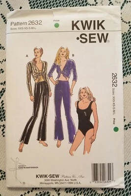  2632 KWIK SEW CHARLE'S ANGELS FLARED STRETCH PANTS TOP & LEOTARD SZ (XXS-LG) FF - Image 1 of 3