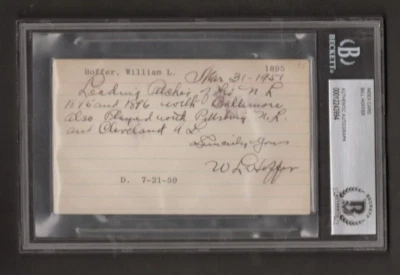Bill Hoffer d. 1959 Signed Autograph 3x5 Index Card 1951 BAS Beckett authentic - Image 1 of 2