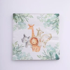 Assorted 20 Disposable Dinner with Cocktail Safari Animal Dinner Paper Napkins - Picture 1 of 9