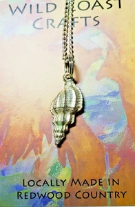 NOS Vintage Pewter Shell Necklace with 24" Link Chain - Picture 1 of 2
