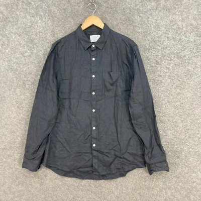 Camisa de algodón sobre lino para hombre gris medio con botones manga larga cuello 2621 Foto 1 de 4