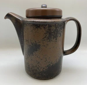 Arabia Ruska Coffee Pot & Lid Finland 5 Cups Rustic MCM Brown/Black - Picture 1 of 8