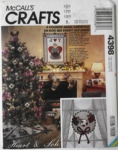 McCalls 4398 Country Angel Christmas Stockings Wreath Ornaments Sewing Pattern - Picture 1 of 2
