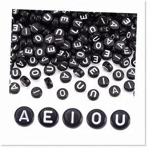 500Pcs Black Acrylic Letter Beads - DIY Friendship Bracelets & Jewelry Making Su - Picture 1 of 7