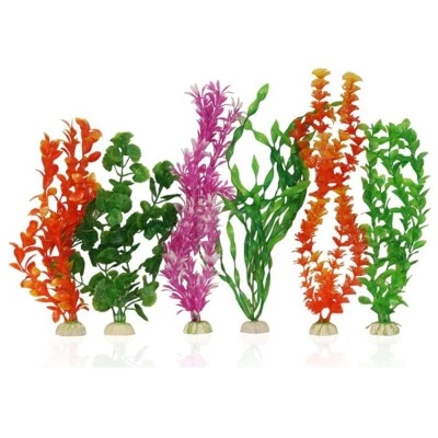 Aqua One Aquarium Plants 6 Pack Mixed Plastic Artificial Fish Tank Decoration