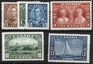 Canada Sc 211-216 Multicolore 1-13¢ 1935 Giubileo Argento Leggermente Cernierato Originale G - Foto 1 di 1