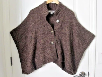 Cardigã Decreto suéter de malha cabo marrom capa tamanho G botão frontal jaqueta outono - Imagem 1 de 4
