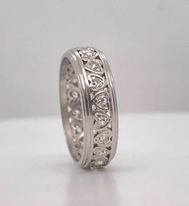 Vintage Platin 0,50ct natürlicher runder Diamant handgefertigt Herz Ewigkeitsband Gr.6,5 - Bild 1 von 8