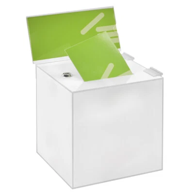 Losbox 200x200x200mm, abschließbar + Topschild DIN Lang Quer opal / blickdicht - Bild 1 von 4