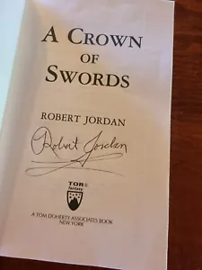 SIGNED Robert Jordan Crown of Swords First/1st Edition Wheel Time HCDJ #7 RARE - Picture 1 of 11
