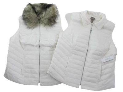 Chicos NWT Everday 2in1 White Convertible Neck Quilted Womens M L XL Puffer Vest - Image 1 of 4