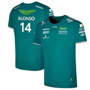 2023 Aston Martin F1 T-Shirt Fernando Alonso Formula 1 Team Racing Design Crew N