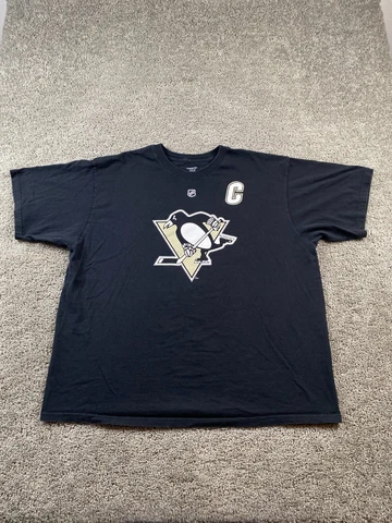Pittsburgh Penguins Shirt Mens 2XL Black Yellow NHL Ice Hockey Crosby Reebok Cover