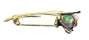 Vintage Purple Flower Salt Water Pearl Brooch Pin - Picture 1 of 4