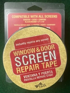 Rad's Window & Door Screen Repair Tape - Black 2" x 15' - Compatible with screen - Picture 1 of 4