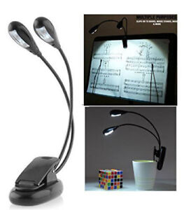 Dual Arm Clip on LED Lampe für Bett Tisch Buch Lesen Licht-biegsam (4 LEDs)