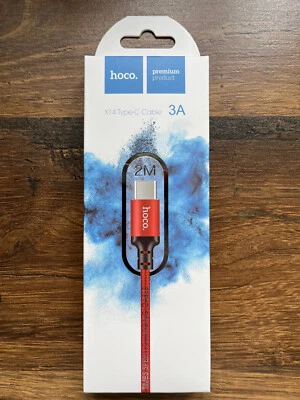 HOCO USB C Ladekabel 2m USB-C Premium Rot für Samsung-Huawei-Xiaomi-HTC-Taplet u. Co