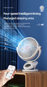4000mAh 5 Gänge Schreibtisch Clip On Ventilator Luftzirkulator Tragbar Kühlung Camping mit Fernbedienung - Bild 1 von 20