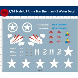1/16 Scale US Army Star Sherman H2 Water Decal for Tank Model 64159 - Picture 1 of 2