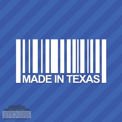 Calcomanía adhesiva de vinilo de código de barras hecha en Texas Foto 1 de 2