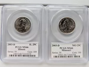 2003-D Missouri Quarter PCGS MS66 and 2003-D Illinois Quarter PCGS MS66 - Picture 1 of 10