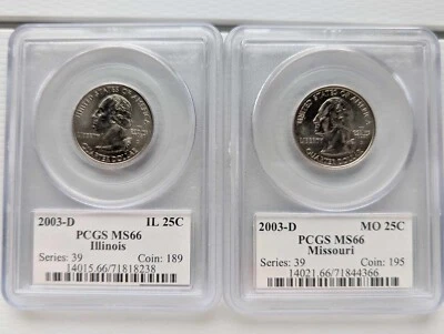 2003-D Missouri Quarter PCGS MS66 and 2003-D Illinois Quarter PCGS MS66 - Image 1 of 4