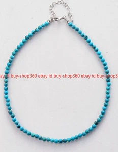 Fashion Natural 6mm Blue Turquoise Round Gemstone Beads Necklace 18" AAA++