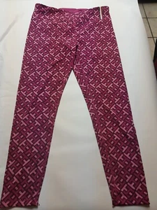TOMMY HILFIGER Womens Pink and burgundy Ribbed High Waist Leggings XL - Picture 1 of 2