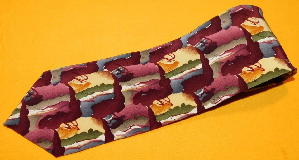 JERRY GARCIA CORBATA DE SEDA DISEÑO ABSTRACTO ROJO/AMARILLO/GRIS - CORBATAS - CORBATAS DE DISEÑADOR Foto 1 de 3