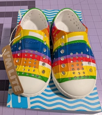 Native Shoes Jefferson Water Shoe C5 Baby Toddler Size 5 Rainbow Multi Stripes - Image 1 of 3