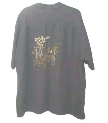 Menswear Alexander Lloyd Hawaiian Shirt Men 3X Palm Tree Embroidered Black Woven - Image 1 of 4