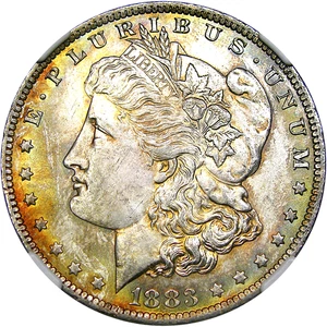 1883-O $1 NGC MS63 MORGAN DOLLAR ~ BEAUTIFUL PASTEL RIM COLOR & VIDEO! - Picture 1 of 4